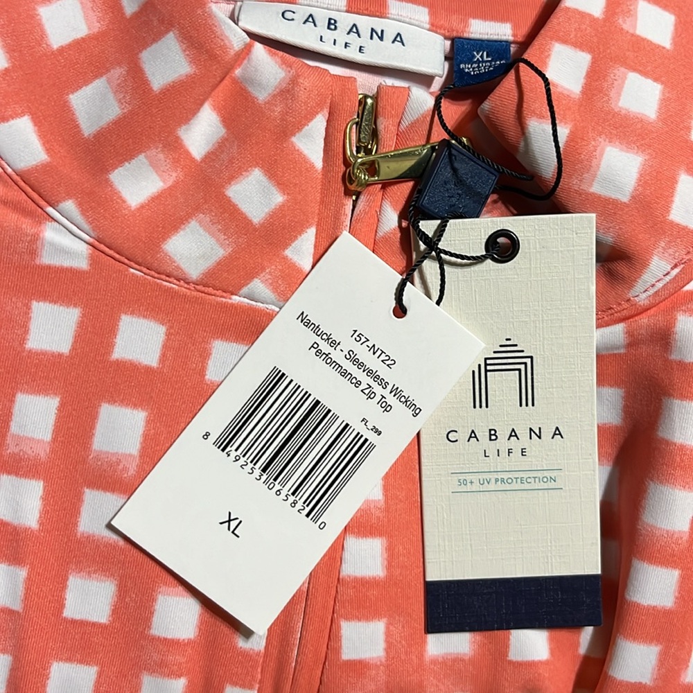 Cabana Life Nantucket Sleeveless Wicking Performance Zip Mock Neck Top NWT - Picture 8 of 9